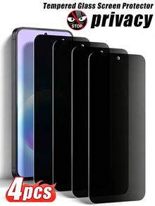 Gorilla Hero 4pcs/Pack, Compatible With Samsung Series Anti-Peeping Privacy Screen Protector, 28° Side Privacy Protection, 3D Tempered Glass Curved Edge, Shatter-Resistant, Suitable For Samsung S20 Fe/S24 FE/A54/A15/A05s/A06/A35/A54/A55/S23 Fe/A16/A26/A36/A56 - Black - View 46