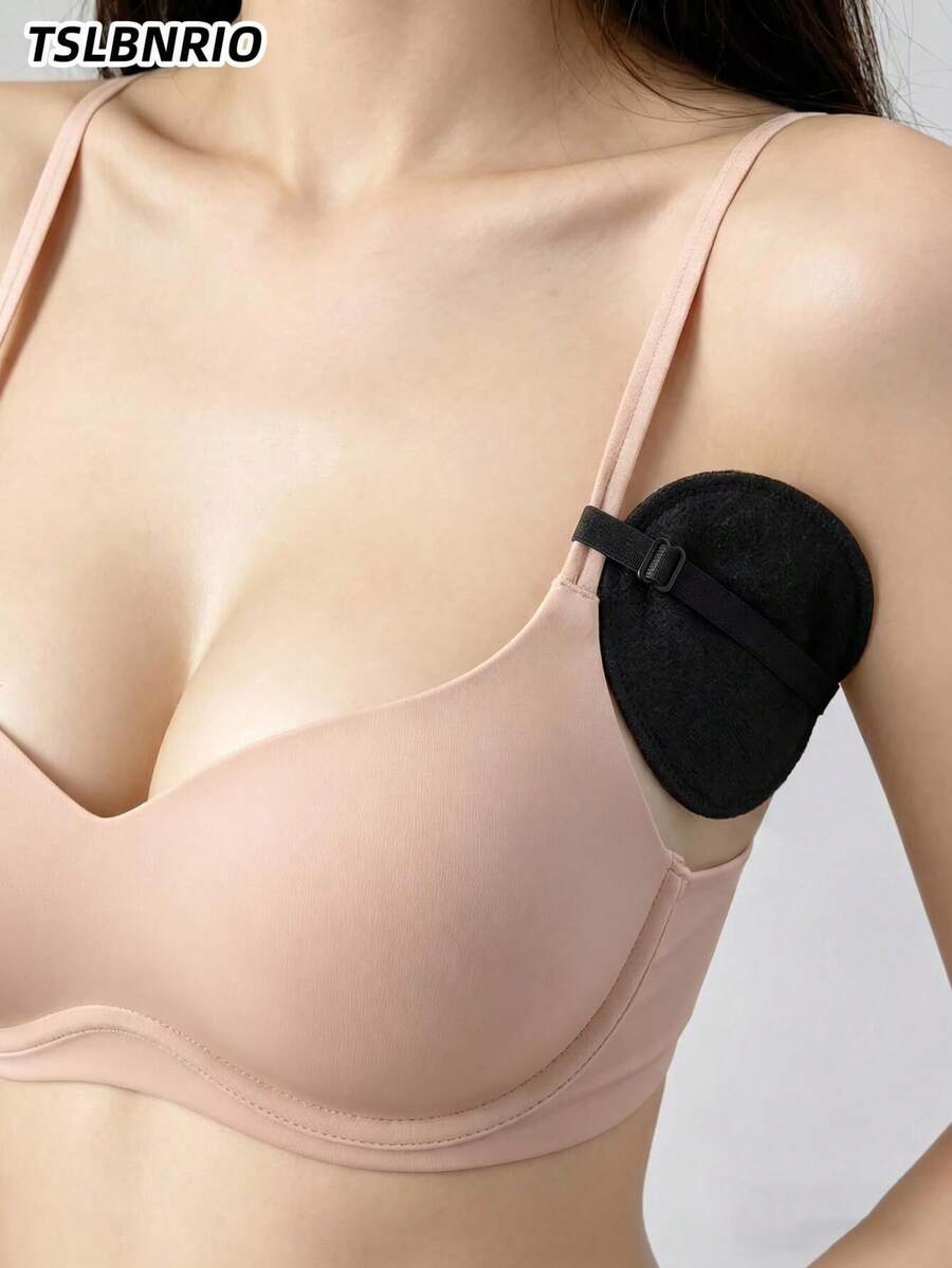 2pcs Washable Reusable Underarm Pads With Adjustable Straps, Adhesive-Free Sweatproof Armpit Protectors For Bra, Breathable Absorbent Shield Liners, Discreet Comfortable Daily Wear - A - View 1