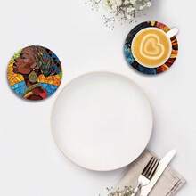 8pcs Coaster Set, Heat Resistant Pads Suitable For Home, Cafe, Afternoon Tea, Room Decor, Theme Party, Christmas And Valentine's Day Gift, 1 Set 8pcs, 200 Sets 1600pcs - Multicolor - View 2