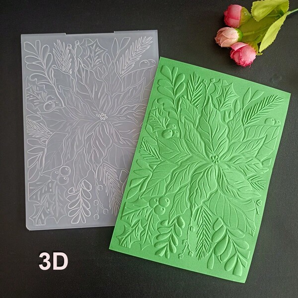 Carpeta de Relieve 3D Escena de Bosque Floral Vintage Plantilla de Relieve DIY Suministros de Manualidades para Scrapbook/Diario/Tarjetas Tarjeta de Felicitación Navideña Invitación de Navidad Diario de Vacaciones