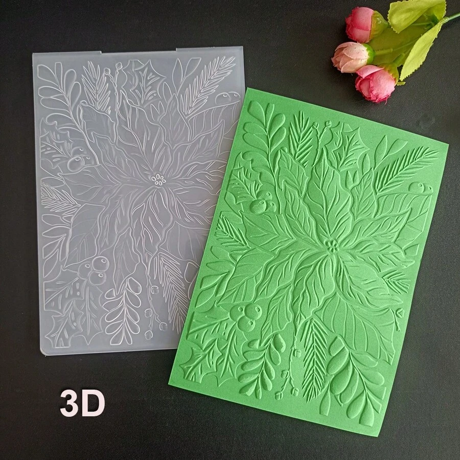 3D Embossing Folder Vintage Floral Forest Scene Embossing Template DIY Scrapbook Card Making Craft Supplies Scrapbook/Journal/Card Making Xmas Greeting Card Christmas Invitation Holiday Journal