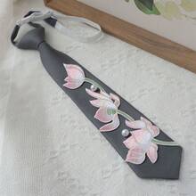 1件中式刺繡荷花領帶，女款與男款領帶，荷花刺繡領帶，刺繡荷花珍珠領帶，女性禮物，生日禮物，女性配件，海灘配件 - 彩色 - 查看 19