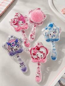MINISO Sanrio My Melody Kuromi Cinnamoroll Hello Kitty 星星造型氣墊髮梳，便攜亮片髮梳，適合旅行化妝包 - 彩色 - 查看 1