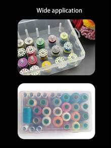42-Slot Flip-Top Transparent Embroidery Thread Storage Box With Built-In Card Slots And Dividers, Easy Organization For Various Sewing And Embroidery Threads, Suitable For Sewing Enthusiasts To Organize Thread Spools, Home DIY Crafts And Portable Cross-Stitch Projects - Spool Storage Box - View 4