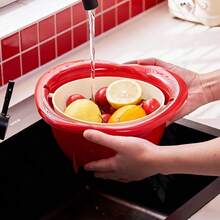 1pc Cute Fruit Shaped Colander Basket, Kitchen Storage Drain Basket, Thickened Fruit Washing Basket, Vertical Design No Water Accumulation, Breathable Quick Drying, Fun Decorative Style, Kitchen Organizer Basket - Multicolor - View 5