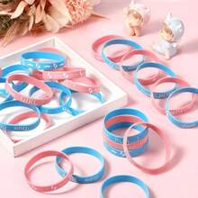 60pcs Gender Reveal Silicone Wristbands, Blue And Pink Boy Girl Team Wristbands, Gender Reveal Party Decoration Supplies - View 1
