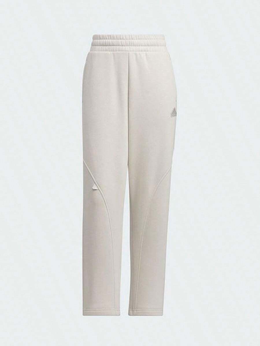 Adidas Small Size Women's Autumn/Winter Sports Pants, Fleece Lined Straight Leg Cropped Pants JJ3570 - Alumina Brown - View 1