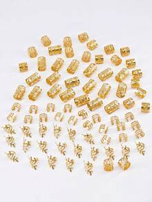 80pcs Golden Hair Ring Dreadlocks1 Set, Party Braided Hair Clips Hair Accessories Loc Hair Jewelry For Braids For Girls Boho - 金色 - 查看 4