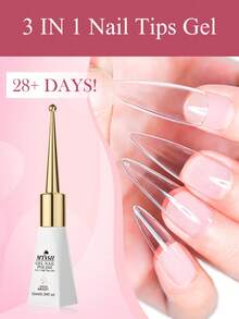 Mtssii 10ml 3 IN 1 Nail Tips Gel Multi-Function UV/LED Soak Off Nail Gel For Soft Nail Tips, Strong Adhesive Rhinestone Gel & Base Gel All-In-One Nail Art Varnish, Long Lasting Easy To Remove Nail Extension Gel For DIY Manicure Salon - 8ml - View 2