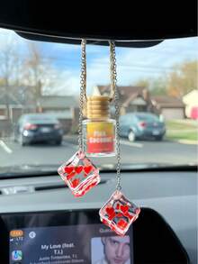 1pc Creative Design Ice Cube Shaped Heart Shiny Dice Car Rearview Mirror Hanging Ornament, Cute Car Accessory Mirror Decoration, Car Interior Decor, Car Pendant, Car Ornament, Car Hanging Decor, Car Decoration - A - View 9