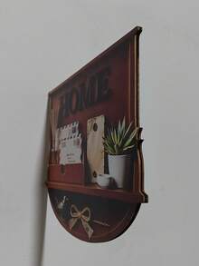 Wall-Mounted Key Rack With Shelf And Hooks, Mail Organizer, Round Design Entryway Key Holder, Rustic Home Decor - 1 Pack - View 7