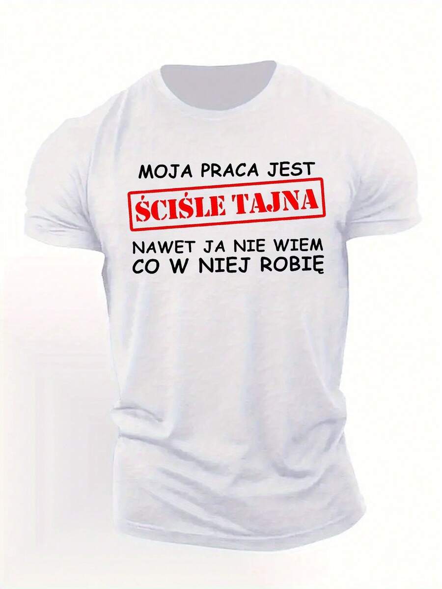 Fun Polish Languages Men's Short Sleeve T-Shirt Summer T-Shirt Top - 白色 - 查看 1