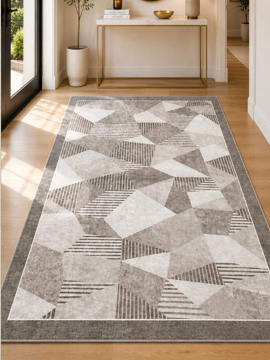 Chilai Home Modern Patterned Area Rug, Soft Non-Slip Carpet For Living Room & Bedroom, Runner Rug, Washable Kitchen Rug, Home Decor Rug, Made in Turkiye - 米色 - 查看 1