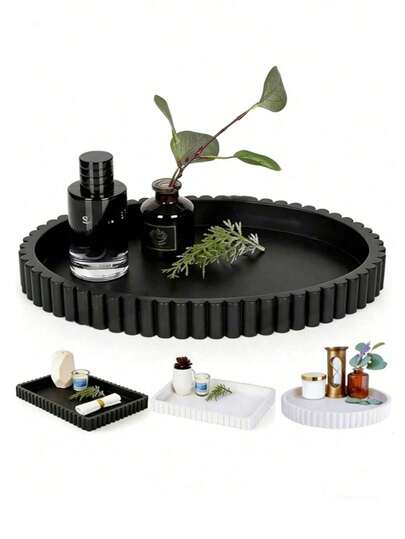 1/2pcs Round Vanity Storage Tray, Countertop Soap Dispenser Tray, Bathroom Countertop Tray, Hand Soap Shampoo Perfume Storage Tray, Jewelry Display Tray, For Daily Accessories And Decor Storage Tray