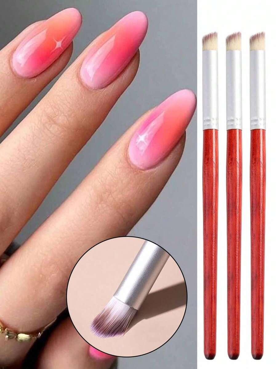 5/3/1pc Tie Dye/Blush Nail Art Brush, Nail Art Tools, Suitable For Blending, Painting And UV Gel Nail Art, Gel Painting Brush Set, Nail Art Supplies - Multicolor - View 1