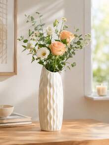 1pc PE Plastic Flower Pot Vase With Artificial Flower Plug, Desktop Decorative Vase, Faux Flower Vase, Fresh Flower & Dried Flower Container, Suitable For Home Decor, Applicable For Dried Flowers And Fresh Flowers, Desktop Decorative Vase, Office And Home Decor - Multicolor - View 4