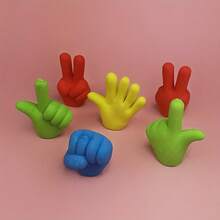 10PCS Rock Paper Scissors Pencil Toppers - Random Color - Rock Paper Scissors Pencil Eraser Caps, Fun Rubber Pencil Caps - A - View 10