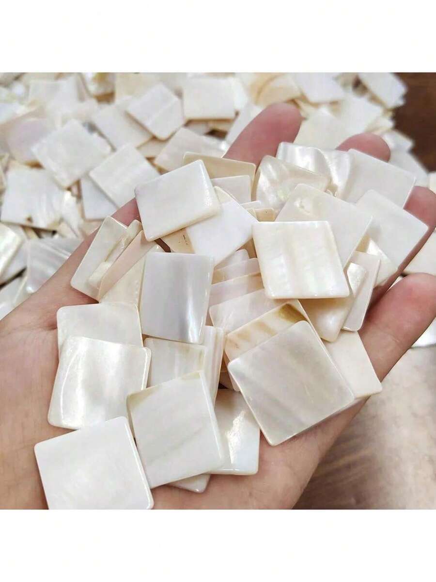 「Luxury」50片正方形純白色100%中國淡水貝仿珍珠母貝馬賽克瓷磚,適用於室內家居裝飾 - A - 查看 1