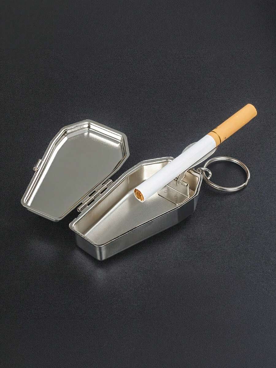 Portable Metal / Creative Coffin-Shaped Ashtray Keychain / Mini Compact Ashtray - Silver - View 1
