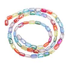 1 String Of Approx. 55pcs 4*7mm Grid Rectangular Colored Glass Beads DIY Jewelry Accessories Holiday Gift Shoes Clothing Accessories Phone Keychain Car Pendant Making Material - 4*7mm Long Grid - View 5