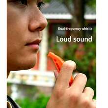 2-Tone Loud Survival Whistle | Emergency Whistle With Backpack Clip & Paracord | Camping Hiking Outdoor Rescue Signal Gear - Orange - View 2