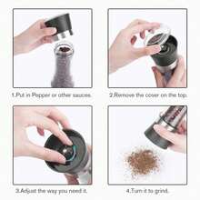 Premium Salt And Pepper Grinder Set - Adjustable Coarseness, Refillable Glass Bottles, Stainless Steel - Ideal For Home Kitchen & BBQ (1 Pack) Give The Perfect Gift To Family Members - Multicolor - View 6