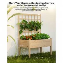 Soonbuy Fir Wood Elevated Planter Box With Trellis & Liner, Raised Garden Bed For Vegetables Herbs Flowers Patio Balcony, 46"L X 23"W X 65"H - A - View 4
