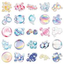 50Pcs Iridescent Clear Bubble PET Stickers, Rainbow Transparent  Overlay Decals, Decor For Journal, Envelope, Phone Case, Scrapbook & Dreamy Aesthetic Crafts - Multicolor - View 4