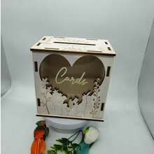 New Wooden Wedding Card Box, Party Envelope Money Box, Gift Card Box, Welcome Decor Ornament, Guestbook - A - View 6