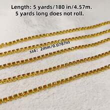 5mm Multi-Color Crystal Rhinestone Cup Chain Trim, Electrophoretic Colorful Crystal Claw Chain, 2mm Dense Single Row Rhinestone Chain, DIY Jewelry Accessories, Clothing Trim - Multicolor - View 25