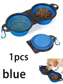 Pet Travel Folding Silicone Bowl With Lid, Anti-Spill And Hook, Portable Dual-Use Water And Food Bowl For Dogs And Cats - Multicolor - View 8