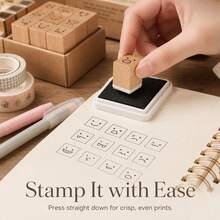 25pcs Wooden Stamp Set With Rubber Pads, Featuring 25 Cute Simple Line Drawing Designs Of Weather, Expressions, Butterflies, Plants, In Ins Style And Vintage Planner Aesthetic, Ideal For Students, Planner Enthusiasts And DIY Crafters - A - View 3