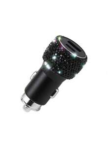Chargeur de voiture rapide Glam Bling à double port USB Type C avec cristaux et strass, mini chargeur de téléphone portable pour allume-cigare, accessoire de décoration intérieure de voiture brillant en diamant pour femmes, voyage et road trip - A - Voir 8