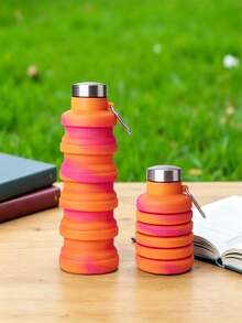 Daily Use Silicone Folding Water Cup With Screw Lid, Sports Outdoor Portable Collapsible Water Bottle - Multicolor - View 4