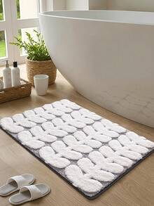 1 PIEZA Alfombra de baño con patrón de hoja, suave y cómoda bajo los pies, con respaldo de TPR antideslizante, para cocina, exterior, interior, pasillo, dormitorio, sala de estar, alfombra de lado, lavable a máquina, fácil de limpiar para decoración de baño - Multicolor - Ver 4