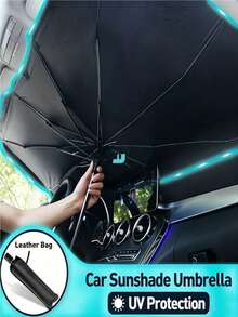 1pc Car Front Windshield Sun Shade, Heat Insulation & UV Protection Front Windshield Sunshade, With Storage Bag, Adjustable Telescopic Design, Summer Vehicle Sun Protection - Multicolor - View 6