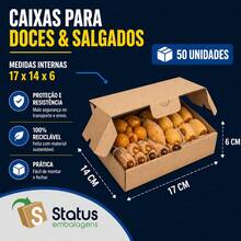 50 Caixas de Papelão Medidas 17X14X6 Para Doces & Salgados - Pardo (Marrom) - Visão 1