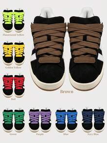 1 Pair Wide Flat Shoelaces (120cm/47.24"), Suitable For Sports Shoes/Unisex Casual Shoes/White Shoes/Basketball Shoes/Training Running Shoes, Summer Vacation, Graduation Party, Back To School Season - Multicolor - View 2