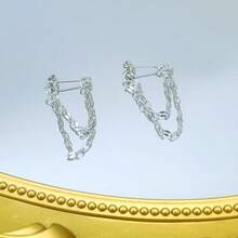 Fashion Geometric Metal Tassel Pendant Earrings, Suitable For Women And Girls - Chain - View 5