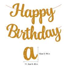 1組亮金色生日快樂橫幅，金色生日派對裝飾，生日快樂標誌，需DIY，適用女性生日 - 橘色 - 查看 2