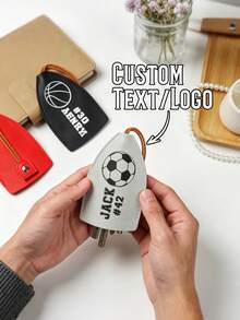 Customizable Name Keychain, Suitable For Sports Enthusiasts-Leather Baseball, Basketball And Football Keychains; Sports Team Key Fobs; Retractable Key Holder - Multicolor - View 4