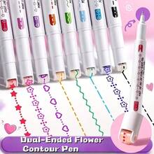 6/8/12pcs Different Curved Flower Outline Pens, Various Line And Curve ...