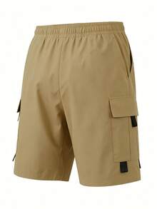 Men's Plus Size Cargo Style Bermuda Shorts, Cargo Style Brand, Loose Bermuda Shorts, Straight Leg Shorts, Summer Slim Fit Sports - Khaki - View 11