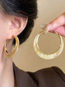 3 Pairs Vintage Resin Large Earrings, Elegant Minimalist Exaggerated Earrings, Suitable For Party, Vacation And Daily Wear - Multicolor - View 4