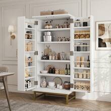Kitchen Furniture, Storage Cabinets, Sideboards, Suitable For Small Dining Room Or Living Room Spaces, With Adjustable Shelves, White And Gold - View 4