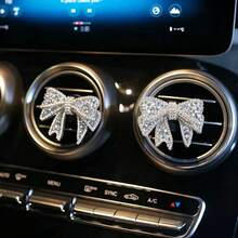 1pc/2pcs Car Air Vent With Diamond Bow Decoration - Bow - View 3