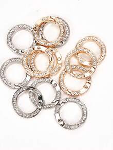 Travel Decorative Spring O-Ring Clip, Alloy Trigger Spring Buckle Keychain, Glossy Key Ring, Creative Keychain Decoration, Suitable For Wallet, Handbag, Key Chain And Bag Decoration; Zinc Alloy Rhinestone Spring Ring Open Ring DIY Jewelry Pendant - Multicolor - View 7