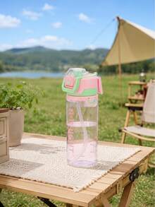 1pc 750ml/26oz New Outdoor Camping Spray Water Bottle, Hidden Handle Design, Large Capacity Dual Drinking Cup, Back To School, First Day Of School - Multicolor - View 13