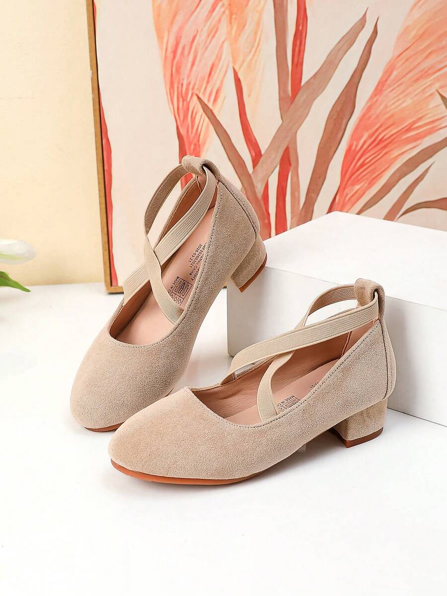 New Spring/Autumn Children's High Heel Cross Strap Ballet Shoes, Daily Wear, Dance Shoes, Wedding Shoes - Camel - View 1
