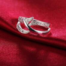925 Sterling Silver Ring Princess Style Zirconia Women's Jewelry Engagement Wedding Party Austrian Crystal Cute - Silver - View 5